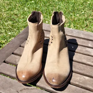 Joe's tan leather back zip booties with cutouts 6.5 thumbnail 2