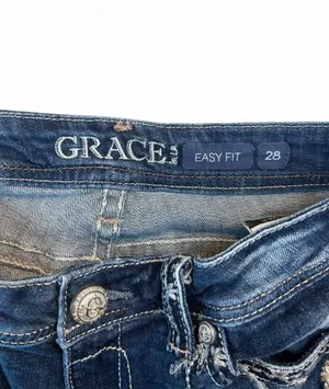 Grace in LA low rise bootcut jeans with embroidered floral details on pockets, size 28 #bootcut #embroidered thumbnail 4