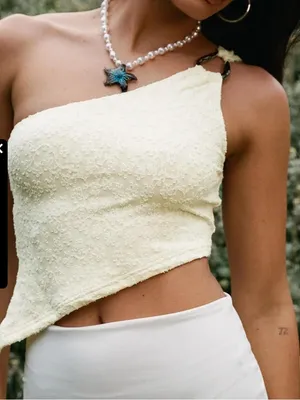 Princess Polly Women’s 6 Toomba One-Shoulder Silver Ring-Detail Crop Top - Cream thumbnail 2