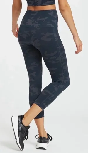 Spanx Camouflage Camo Cropped Leggings Seamless Women’s Small Black Athletic Gym thumbnail 1