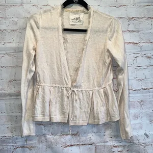 Anthropologie Angel Of The North Sweater Womens Medium Cardigan Cream Tie Front thumbnail 2
