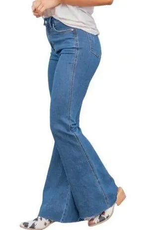 Judy Blue Flare Leg JB88611 Wide Leg Raw Hem Jeans 9/29 thumbnail 1
