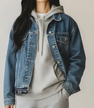 Vintage 90s B.U.M. Equipment Denim Jean Jacket logo hem streetwear classic basic thumbnail 1