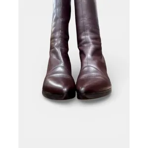 Salvatore Ferragamo Vintage Brown Leather Knee High Stiletto Boots Made Italy US 7 thumbnail 7
