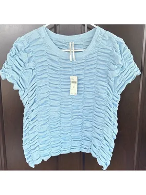 NWT Anthropologie Ruched Baby Doll Top Blue Size XL thumbnail 5