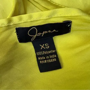 Japna Women’s XS Yellow Satin Cowl Neck Tie Back Cami Top Y2K Handkerchief Hem thumbnail 6