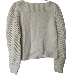 LoveShackFancy Rosie Sweater Sz S Baby Alpaca Merino wool Cream thumbnail 3