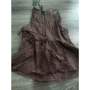 wild fable Rust Plaid Smocked Halter Peplum Tank thumbnail 4