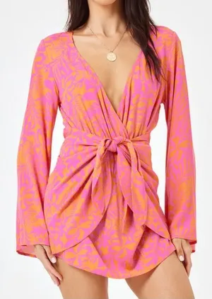L*SPACE Kristy Mini Dress in Path to Paradise Pink Orange Size X-Small thumbnail 1