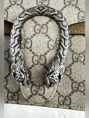 Gucci GG Supreme Shoulder Bag in Beige and Brown with Silver Hardware thumbnail 7