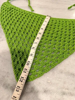 Handmade Crochet Bandana Head Scarf Cotton Boho Triangle Wrap Fest Cottagecore thumbnail 3