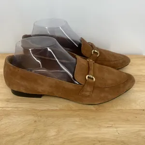 Hosis Brown Suede Loafers with Gold Accents thumbnail 6
