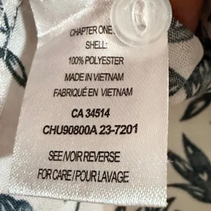 Haver + Blair London Navy Leaf Print Ruffle Neck Crochet Sleeve Blouse Medium thumbnail 6