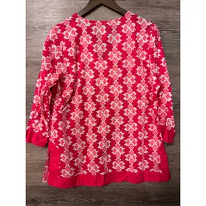 Caribbean Joe size Large tunic women Pink Resort Pool V neck Vacation Tunic thumbnail 3