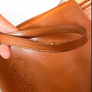 Chloé Sense Micro Tote Bag Caramel Brown Calfskin Leather Crossbody Bucket Purse thumbnail 8