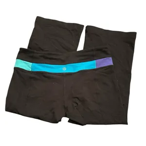 Lululemon cropped FLARE wide leg leggings blue purple green capris thumbnail 2
