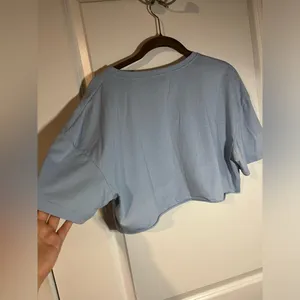 SHEIN Baby Blue Cropped Short Sleeve Tshirt Sun Moon Cloud Boho Size Medium thumbnail 8