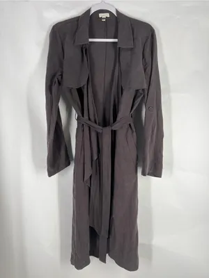 Garnet Hill Silk Linen Lightweight Draped Front Long Topper Coat Size 6 thumbnail 11