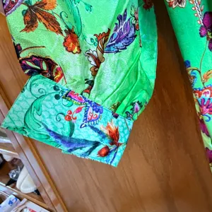 Sakkas Fits a Large‎ Floral Paisley High-Low Shirt Dress Green Boho OS1650 thumbnail 6
