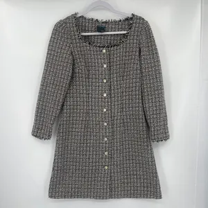 Gabby Skye Tweed Dress Sz 4 Ivy Preppy Academia 60s Mod Style Pearl Fringe Trim thumbnail 2