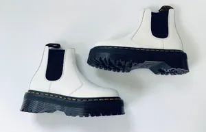 Dr. Martens 2976 Quad Platform Leather Chelsea Ankle Boots in White thumbnail 5