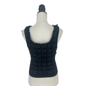 SIMKHAI‎ Metallic Boucle Tweed Bustier Top Black Medium thumbnail 8