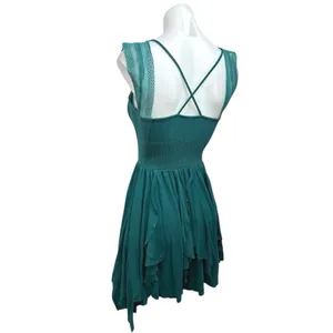 Free People Miss Me Teal Green Lace Sweetheart Embroidered A Line Mini Dress S thumbnail 4
