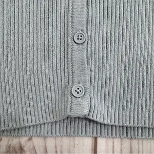 Brandy Melville Pale Blue Sweater Cropped V Neck Button Front Cottagecore Small thumbnail 6
