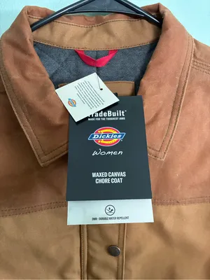 NWT Dickies Women's Brown Waxed Canvas Chore Coat Utility Winter Jacket Sz L thumbnail 3