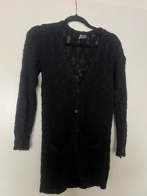 Sparkle & Fade Black knit button up cardigan thumbnail 1
