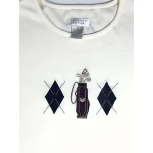 Vintage Christopher & Banks Women's M‎ Golf Embroidered Ivory Short Sleeve Top thumbnail 4