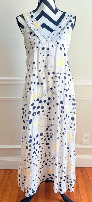 SEE‎ BY CHLOÉ Polka Dot Print Long Maxi Dress White Sleeveless Pockets size 10 thumbnail 1
