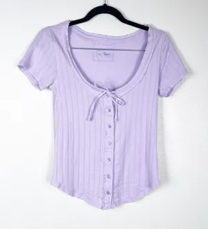 Aerie Women's Scoop Neck Short Sleeve Tee Purple Sz S thumbnail 1