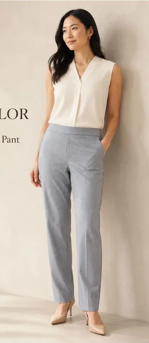 Ann Taylor Side Zip Straight Pants Gray Size 8 Curvy Fit Bi-Stretch thumbnail 1