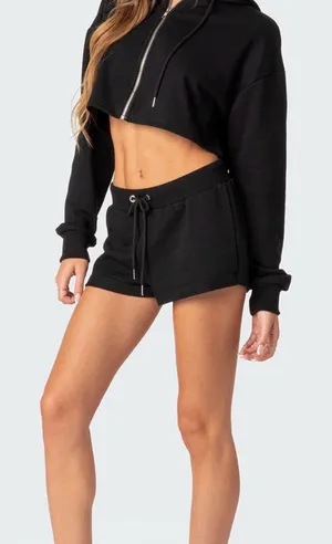 Edikted FOMO Cropped Hoodie & Shorts Set Size S thumbnail 1