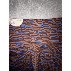 aerie offline biker shorts printed blue brown hi rise nwt Small thumbnail 5