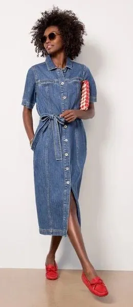 Sanctuary Evereve Alma Denim Midi Dress In Blue XS NWT thumbnail 1