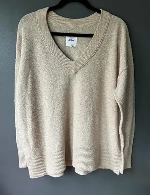 Aerie Beige V-Neck Sweater Size S/P thumbnail 1