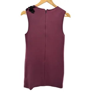 Dhruv Kapoor 3D Floral Applique‎ Mini Dress XS Burgundy Sleeveless Embellished thumbnail 6