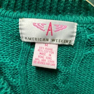 Vintage ☘️American Weekend green size M Ramie cotton sweater. Hong Kong thumbnail 3