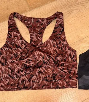⭐️Zella Dusty Rose & Black Printed Racerback Sports Bra thumbnail 1