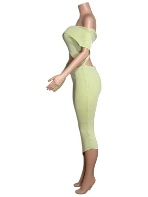 BAOBAB Botanico Ribbed Knit Asymmetrical Dress, Mantis, Medium thumbnail 7