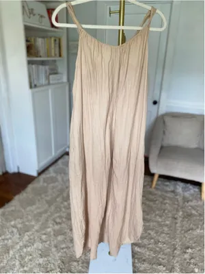 Old Navy Cotton Gauze Midi Dress Neutral Minimalist Coastal Boho Parisian Luxury thumbnail 2