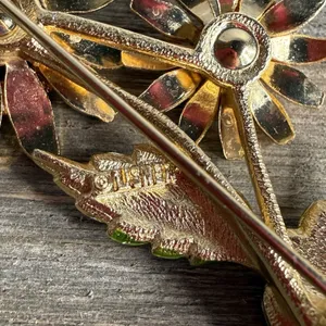 VTG Lisner Enamel Sunflower Brooch Gold Tone Daisy Floral Pin Autumn Harvest thumbnail 9