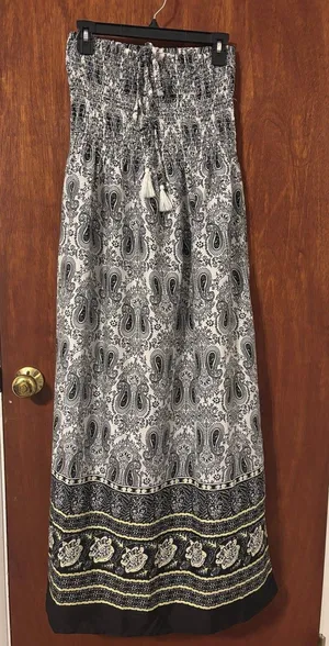 Gypsie Blu Women's Black Multi Strapless Maxi Summer Dress Tube Coverup Sz M thumbnail 1
