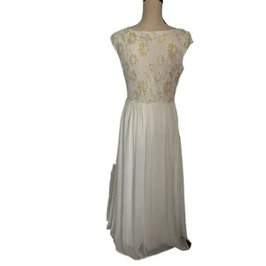 Candalite Glitter Lace Chiffon Maxi Dress Sz S Boho Fairy Flowy Cottage Formal thumbnail 8