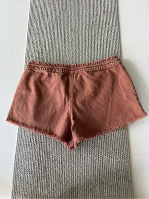 Aerie Burnt Sienna Orange Brown Cutoff Cotton Drawstring Shorts Size Small thumbnail 2