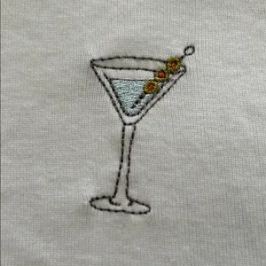 White T-Shirt with Martini Glass Print thumbnail 5