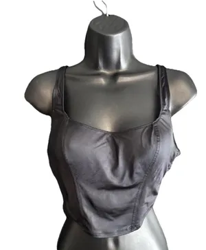 Victoria's Secret Wireless Lightly Lined Corset Cami Bra Crop Top black Satin thumbnail 1