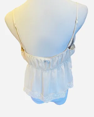 PacSun Cream Babydoll Cami Tank Top Semi Sheer L Boho Tie Front thumbnail 8